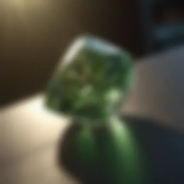 Captivating Green Diamond: Nature's Rarity A captivating green diamond with a unique coloration