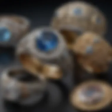 Intricate Craftsmanship of Antique Engagement Sets An exquisite antique engagement set featuring intricate detailing and a unique gemstone.