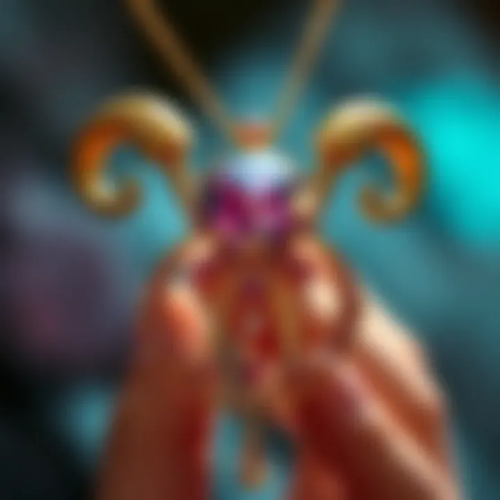 Artistic representation of Aries with gemstone