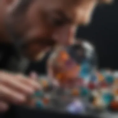 Evaluating Gemstones Under Microscope A professional gemologist inspecting a gemstone under a microscope for evaluation