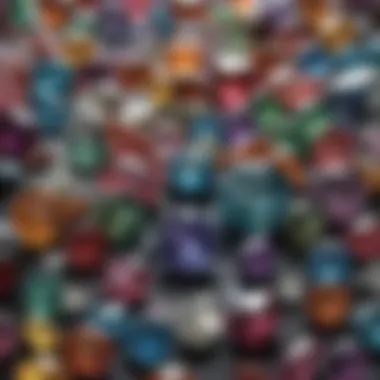 Diverse Gemstone Collection A close-up view of various gemstones showcasing their unique colors and cuts