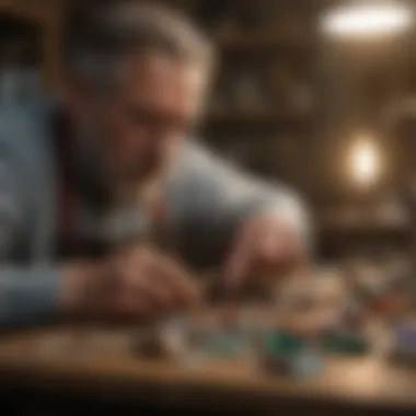 Craftsman working meticulously on a piece of custom jewelry