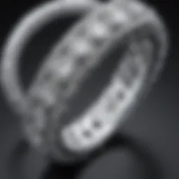 A close-up view of a stunning diamond eternity band with intricate details