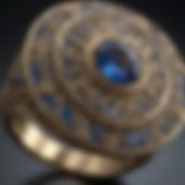 Intricate Craftsmanship of an Antique Ring A close-up of intricate details on an antique ring showcasing craftsmanship.
