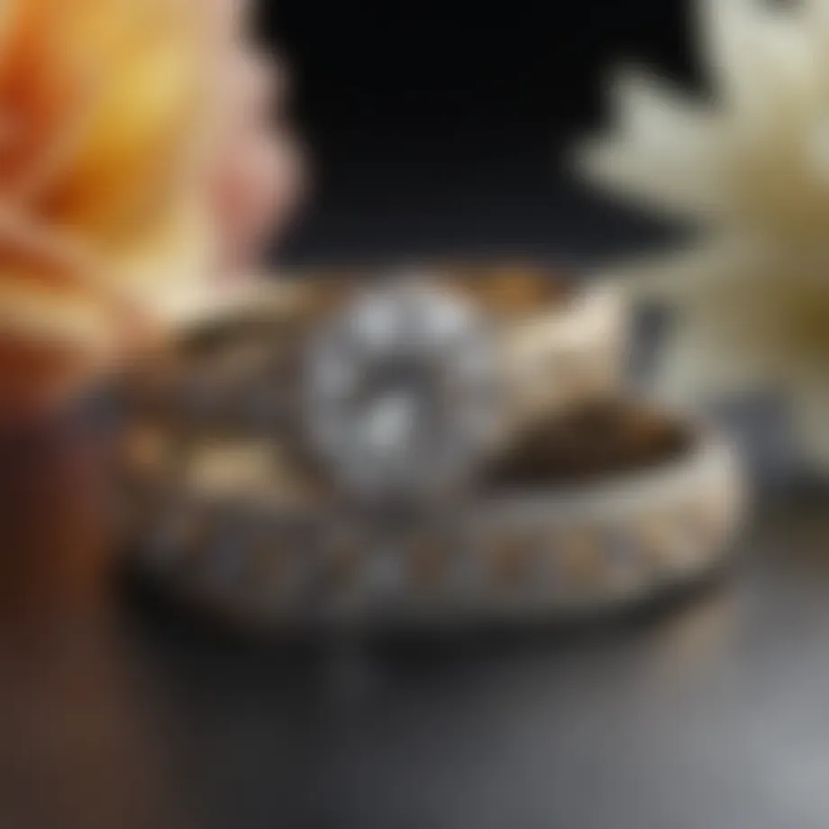 Elegant wedding ring set beside a solitaire engagement ring