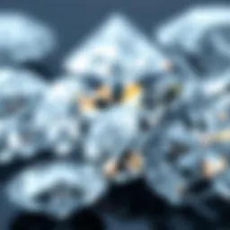 Close-up view of different diamond shapes