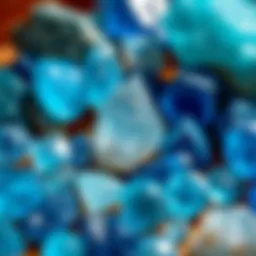 A collection of blue crystals showcasing various shades and types.