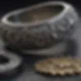 A close-up view of tarnished sterling silver jewelry