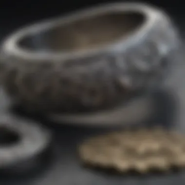 A close-up view of tarnished sterling silver jewelry