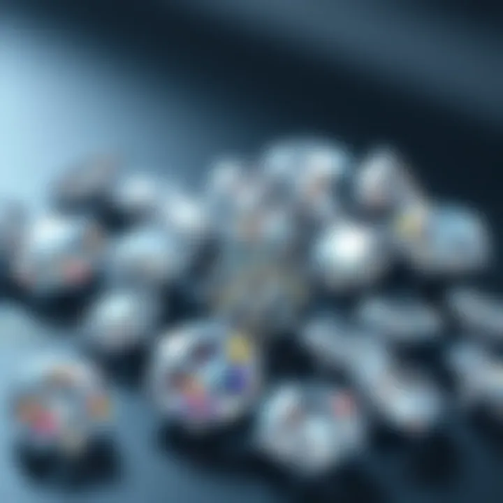 An array of round diamonds in various settings