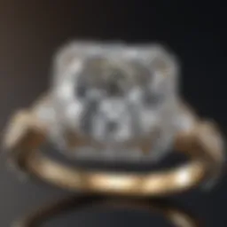 A close-up of a sparkling diamond set in a unique engagement ring design.