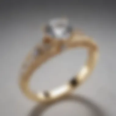 Detailed view of the band design of a solitaire engagement ring emphasizing craftsmanship