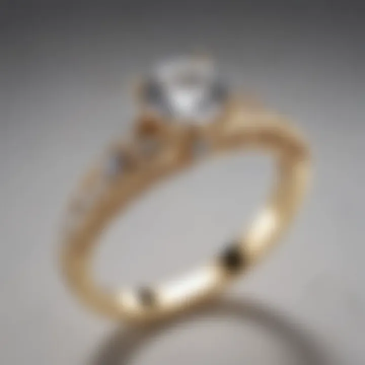 Detailed view of the band design of a solitaire engagement ring emphasizing craftsmanship