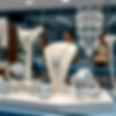 Showcase of White Gold Jewelry Elegant white gold jewelry pieces on display.