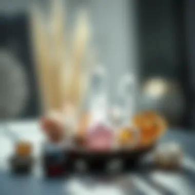 An elegant display of crystals arranged in a harmonious manner, symbolizing balance and tranquility