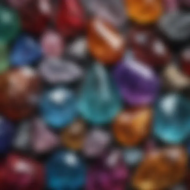 A close-up of various crystals showcasing their unique colors and textures