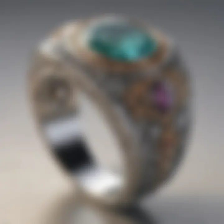 A beautifully crafted custom class ring showcasing intricate designs and personal engravings