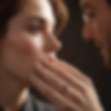 Couple Discussing Preferences Couple discussing their engagement ring preferences
