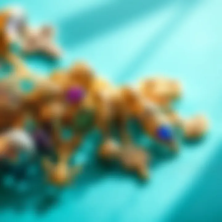 A close-up view of an elegant charm bracelet showcasing various charms