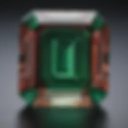Detailed view of emerald cut gemstone showcasing its unique shape