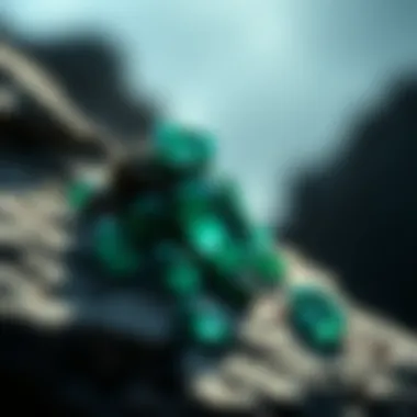 An illustration depicting the geological formation of emerald green sapphires