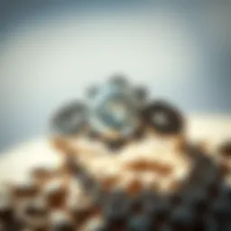 A close-up view of a sparkling diamond engagement ring showcasing its intricate design and craftsmanship.