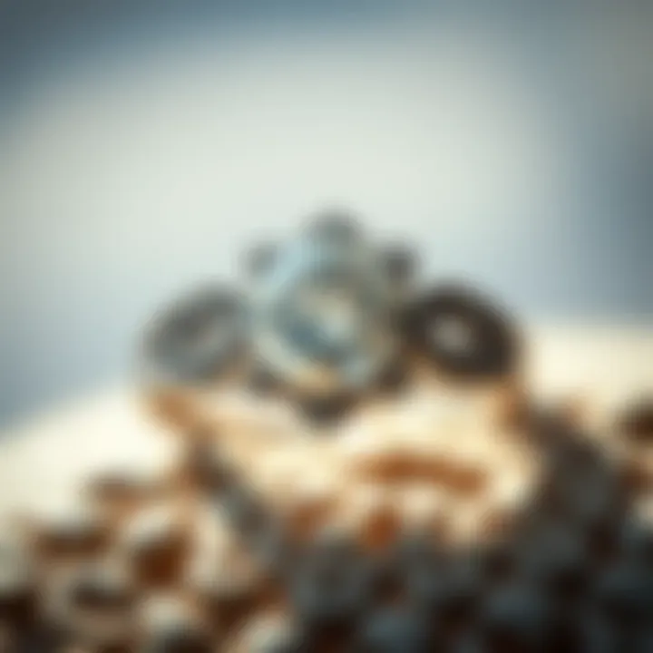 A close-up view of a sparkling diamond engagement ring showcasing its intricate design and craftsmanship.