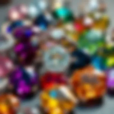 A beautifully arranged selection of various gemstones used in engagement rings, highlighting their unique colors and meanings.