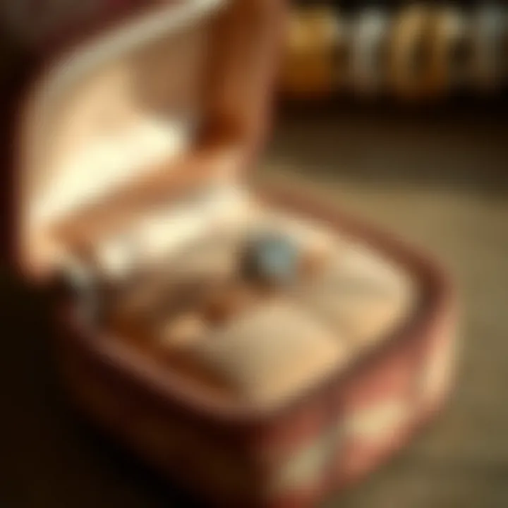 A luxurious velvet box displaying a classic engagement ring, emphasizing its emotional significance.