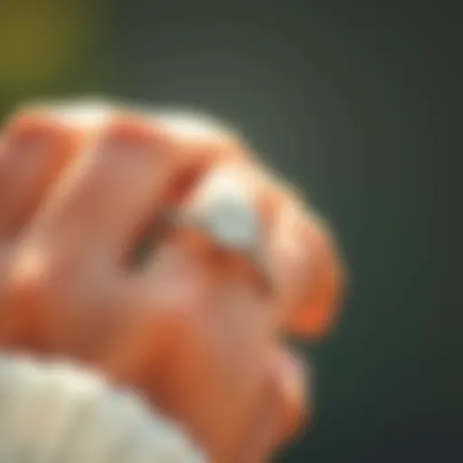 Elegant engagement ring on a full finger showcasing intricate design