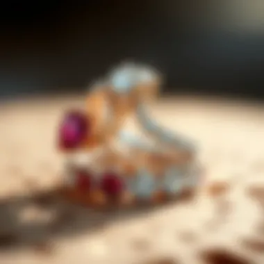 Close-up of gemstone selection for wrap around rings