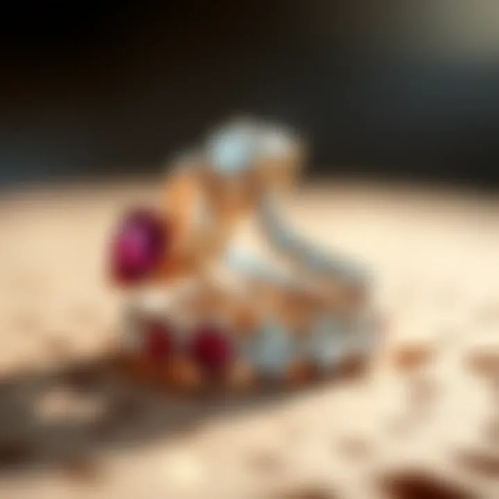 Close-up of gemstone selection for wrap around rings