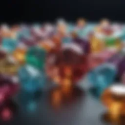 Close-up view of sparkling gemstones showcasing their brilliance