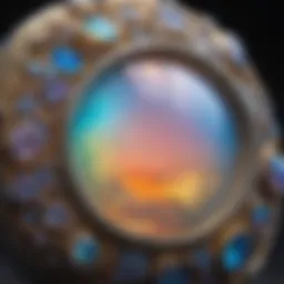 Close-up of a beautifully cut opal showcasing its vibrant colors