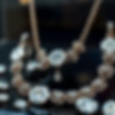 Jewelry display featuring man-made diamond pieces