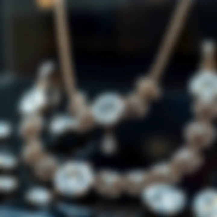 Jewelry display featuring man-made diamond pieces