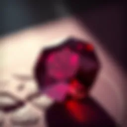 A close-up view of a brilliant ruby gemstone showcasing its vivid red hue.