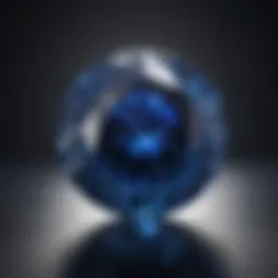 Close-up view of a blue sapphire showcasing its clarity and color depth.