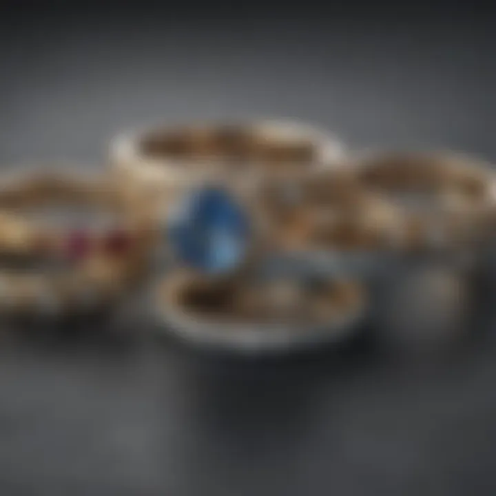 Showcase of various bridal rings without a central stone, highlighting diversity.