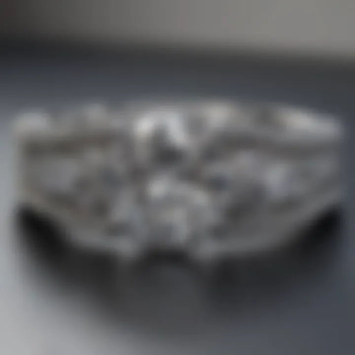 Close-up of platinum engagement ring showcasing its lustrous finish