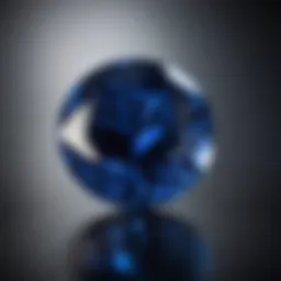 Close-up view of a GIA certified sapphire showcasing its deep blue color and clarity