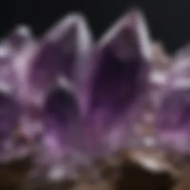 Close-up of amethyst crystals showcasing their beauty