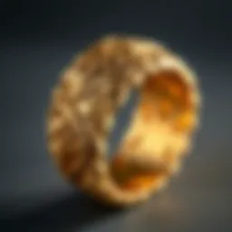 An exquisite gold ring adorned with intricate floral engravings