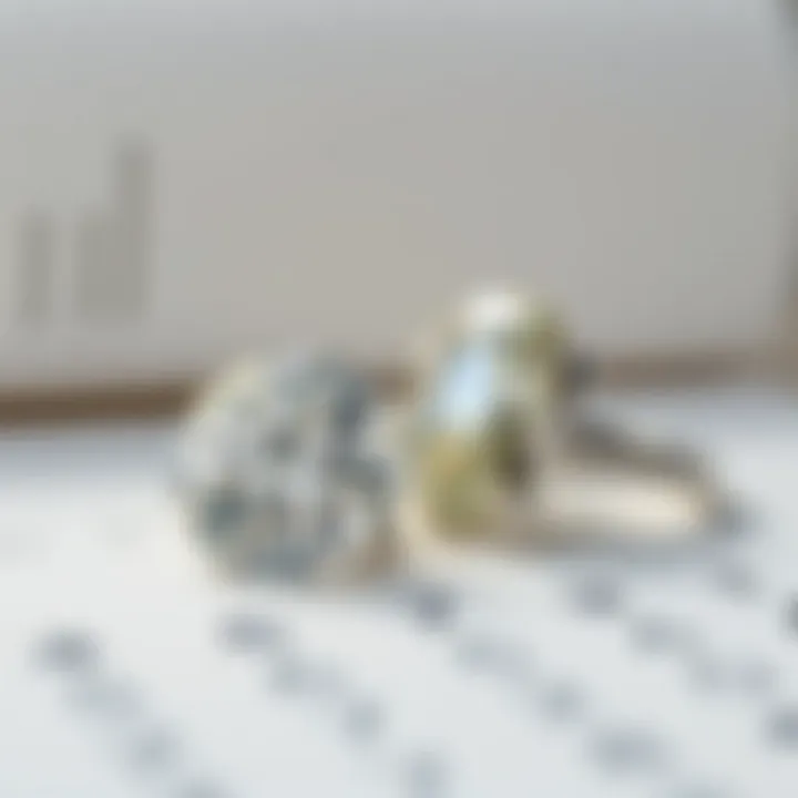 Close-up view of diamond grading chart and two-carat diamond