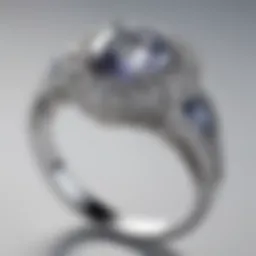 Close-up view of a 14 ct white gold ring showcasing its luster and intricate design.