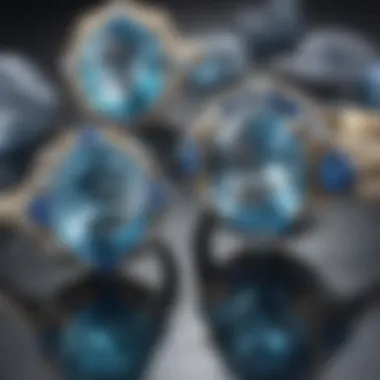 Gemstone Beauty: Aquamarine and Sapphire Close-Up Close-up view of Aquamarine and Sapphire stones illustrating their natural beauty