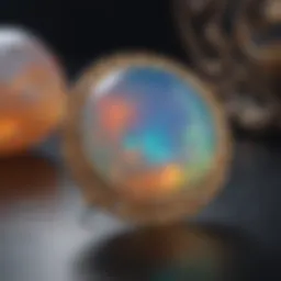 An exquisite close-up of an opal displaying its play of color