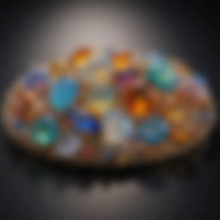 A stunning assortment of different types of opals arranged aesthetically