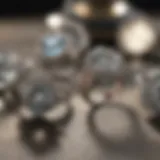 Elegant display of moissanite rings in a jewelry store