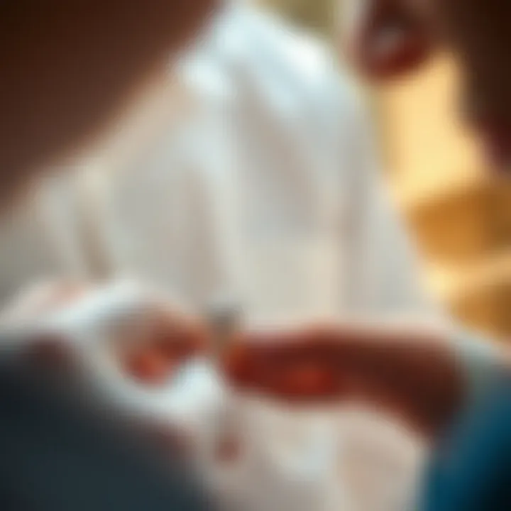 Close-up of a wedding band being appraised by a professional